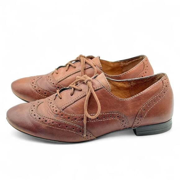 Nurture Avvery Derby Oxford Shoes Wingtip Lace-up Academia Women 6 Brown Leather - Picture 3 of 9